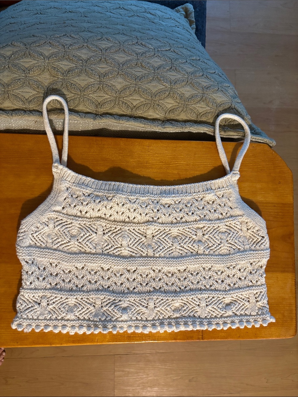 Zara White Crochet Knit Spaghetti Strap Cami